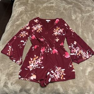 Floral Burgundy Romper